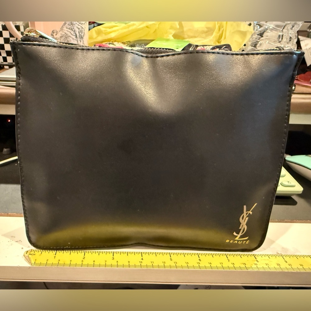 Yves Saint Laurent Black Beauty Pouch w/ YSL Leopard Case 8”x6.5”x2” 8”x2”x2.5” - Picture 10 of 16